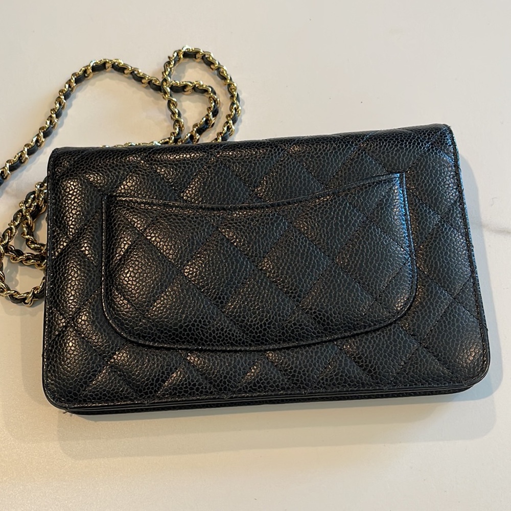 Chanel Wallet on Chain Gold Hardware Black Caviar Leather Cross Body Bag - Picture 14 of 17